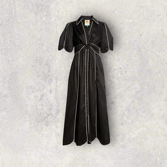 NEW FARM RIO Tie Belt Shirtdress black white size S B1045